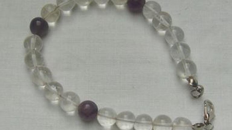 Armband, Bergkristall mit Amethyste