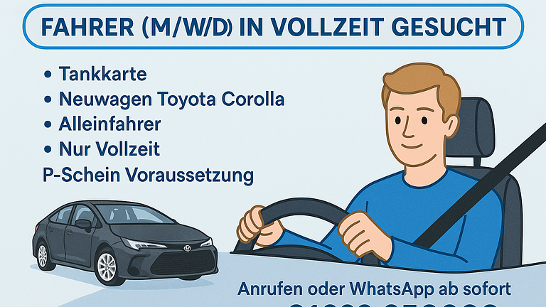 🚕 WIR SUCHEN DICH! - Fahrer (m/w/d) in Vollzeit gesucht!