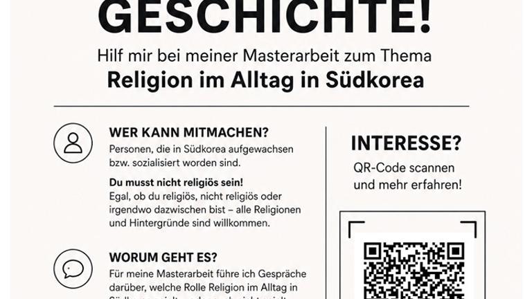 Interviewpartner gesucht: Religion in Südkorea