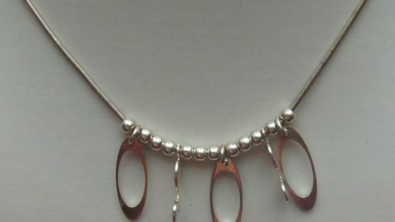 Collier-Halskette, 925 Silber, außergewöhnliches Design
