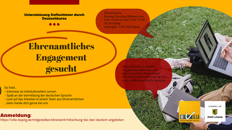 Vorschaubild Ehrenamtliches Engagement gesucht - Deutschkurse für Geflüchtete