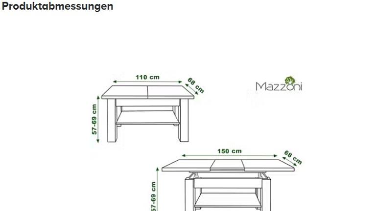 Wer baut mir einen ausziehbaren Couchtisch der Marke Mazzoni auf?