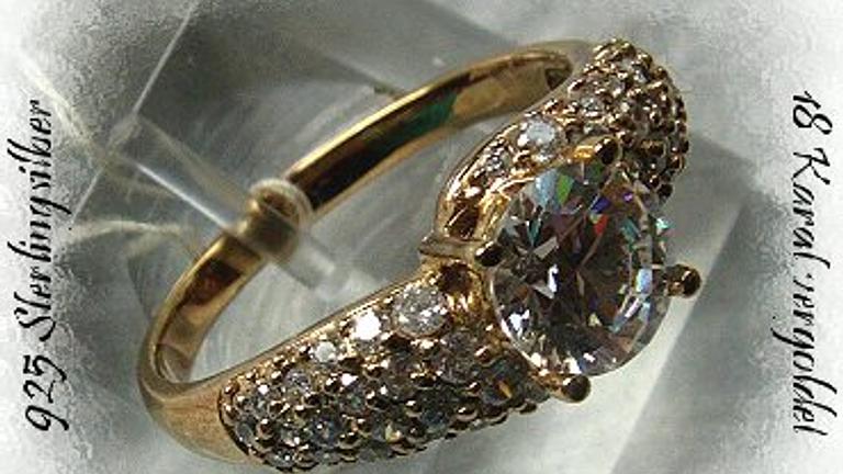 Ring, 925 Silber, vergoldet mit Topassteinen