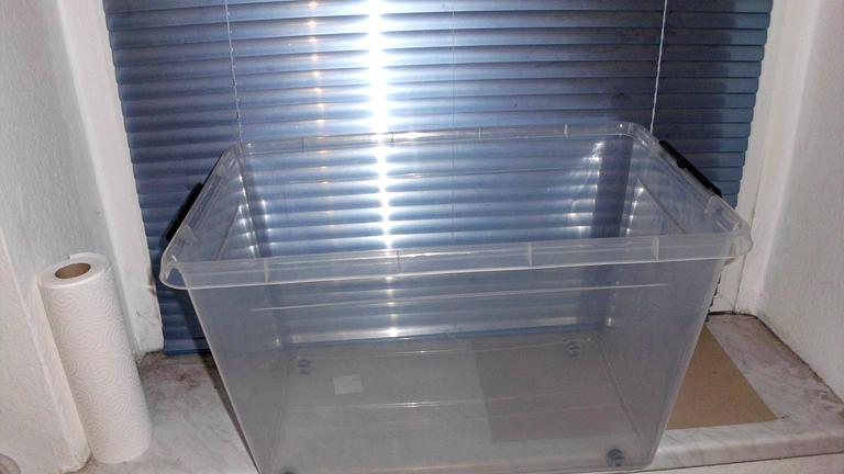 Vorschaubild ich gebe eine große Kunststoffbox mit Deckel und 4räder ab  