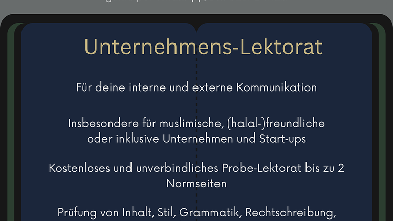 Unternehmens‑Lektorat – halal, inklusiv & wertebasiert