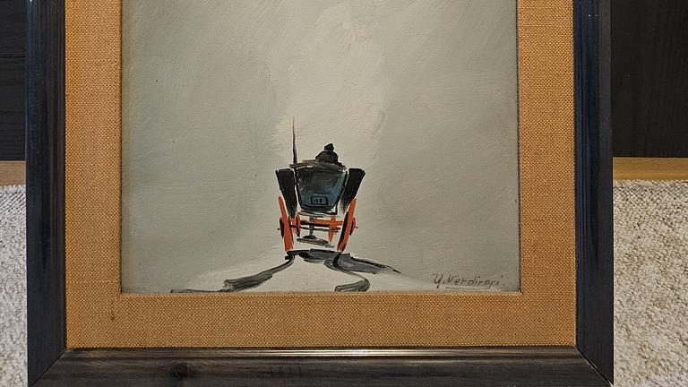 Original Ölgemälde von Umberto Verdirosi – „Kutsche im Nebel“ – Signiert