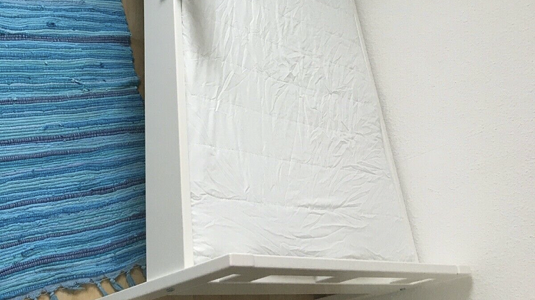 Vorschaubild Bett + Matratze + Lattenrost + Stützbrett, weiß, Ikea, 70x160 cm