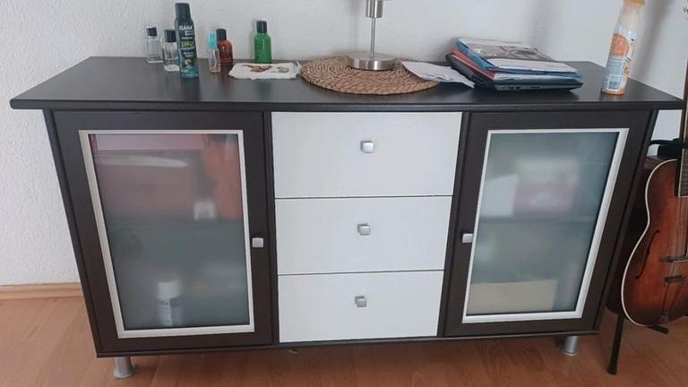 Schrank Sideboard braun weiß