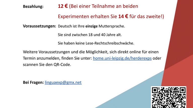 Bezahlte Teilnahme an sprachlichen Untersuchungen für deutsche Muttersprachler