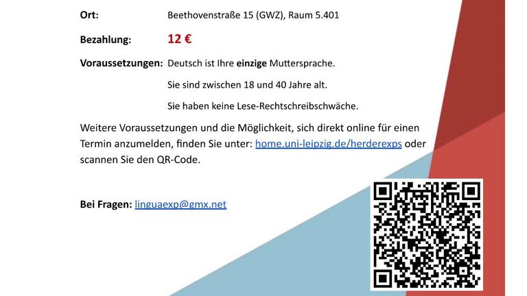 Bezahlte Teilnahme an linguistischer Untersuchung für deutsche Muttersprachler