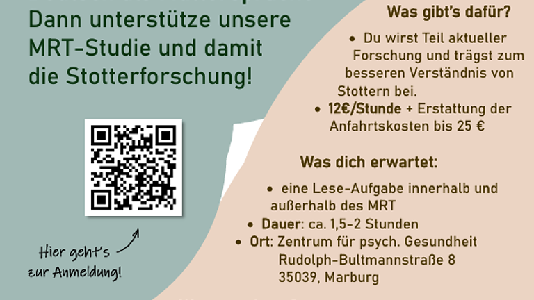 Du stotterst? Mach mit bei unserer MRT-Studie in Marburg!