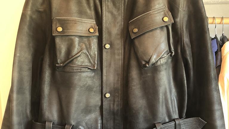 NEUWERTIG! AJS Herren Motorradjacke, Rindsleder, schwarz, Gr. 62