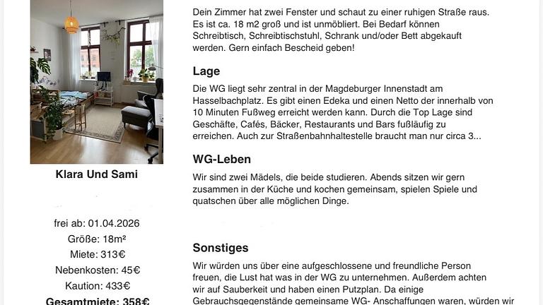 WG- am Hasselbachplatz sucht neuen Bewohner