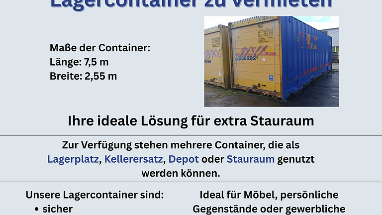 Storage Lagercontainer zu vermieten!