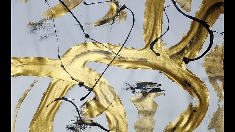 ​XXL UNIKAT: Laurence Lexx (1969) – „Gold Rush“ – Handsigniert (120x105 cm)