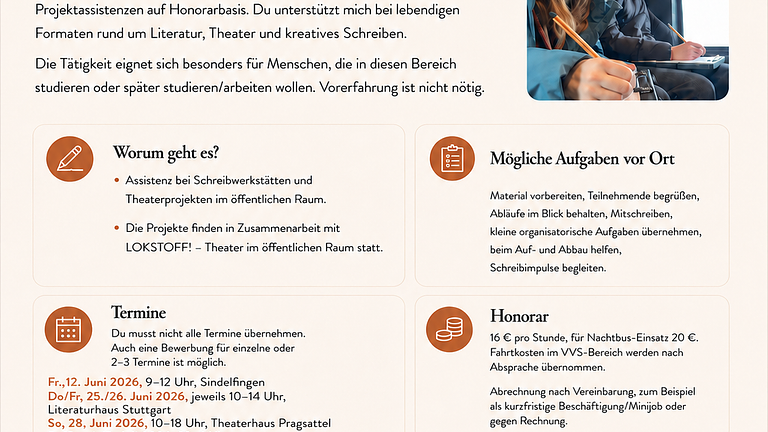 Job im Kulturbereich (Literatur, Theater 16€/h)