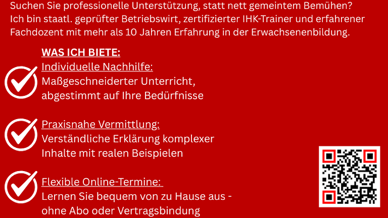 Nachhilfeunterricht in BWL, REWE und KLR