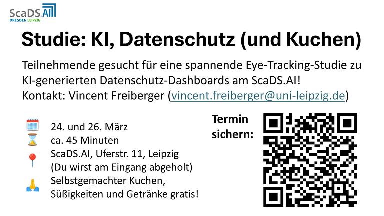 Teilnehmende für eine Eye-Tracking-Studie zum Thema Datenschutz bei KI gesucht
