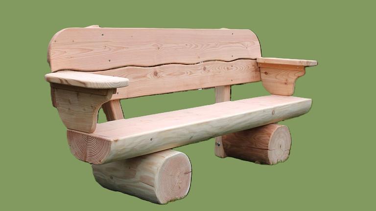 Gartenbank mit Armlehnen. Hochzeitsgeschenk. Jubiläumsgeschenk.