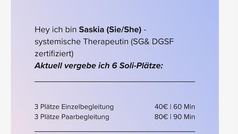 Soli-Plätze für Systemische Beratung/ Therapie