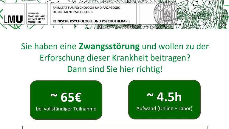 Vorschaubild Studienteilnehmer:innen mit Zwangsstörung gesucht (ca. 65€)!