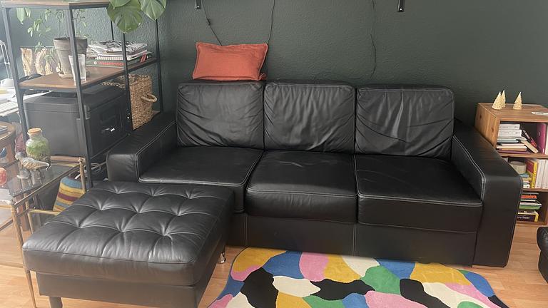 Vorschaubild Sofa Couch schwarz Kunstleder