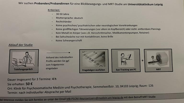 Studienteilnehmer an Uniklinik Leipzig gesucht (50€ Aufwandsentschädigung)