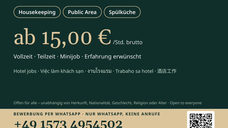 Housekeeping / Zimmerreinigung / Public Area / Spülküche (m/w/d) – Hotels Münche