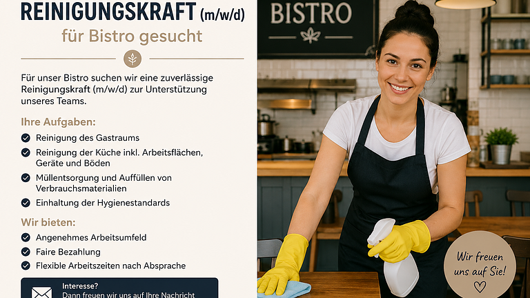 Reinigungskraft (w/m/d) für Bistro Café Restaurant gesucht