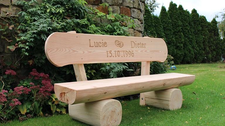 Gartenbank mit Gravur. Hochzeitsgeschenk. Rentners Geschenk.