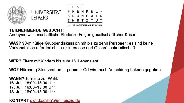 Eltern für 90-minütige Gruppendiskussion gesucht - Aufwandsentschädigung 50 EUR
