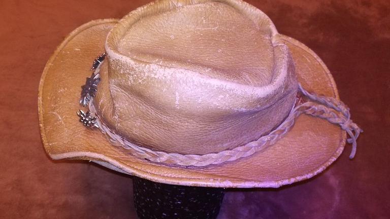 Vorschaubild =>cooler"Cowboy/-girl"-Lederhut=>Gr.L=>Made in Mexiko=>nur 15,-€