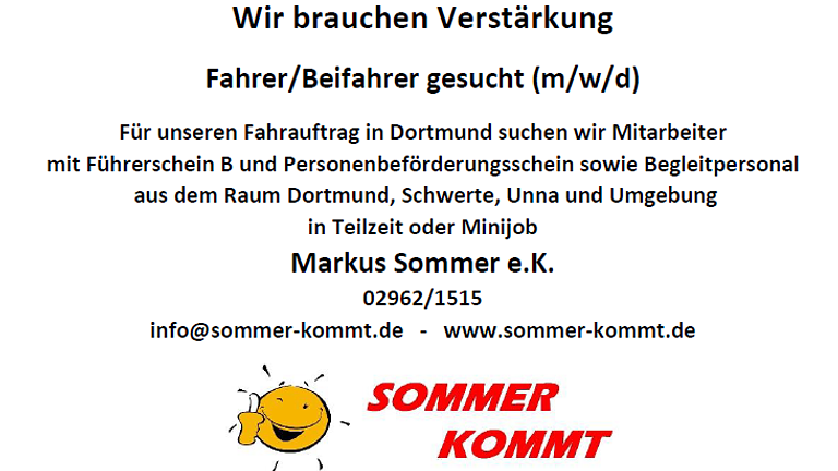 Fahrer gesucht in Dortmund, Schwerte, Unna und Umgebung